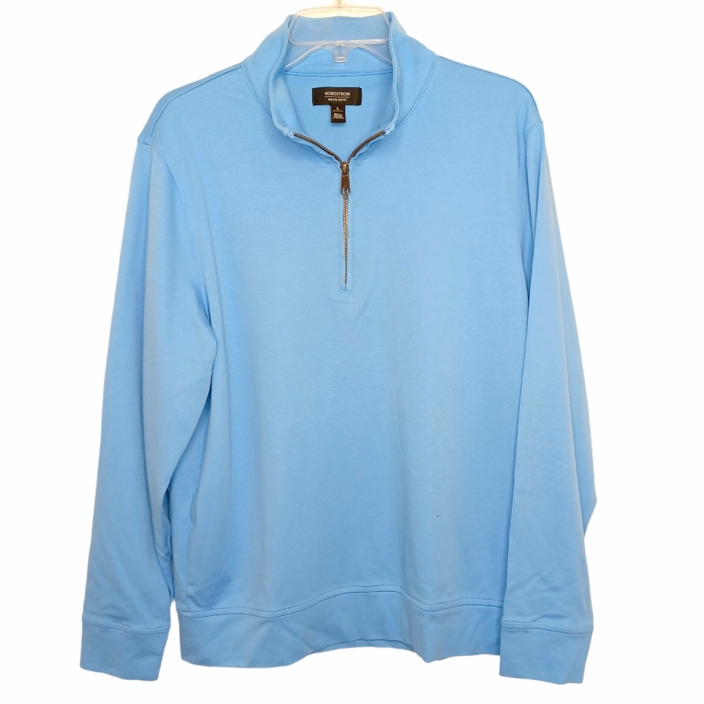Nordstrom Men's Shop Quarter Zip Soft Sweatshirt Sz Large Blue